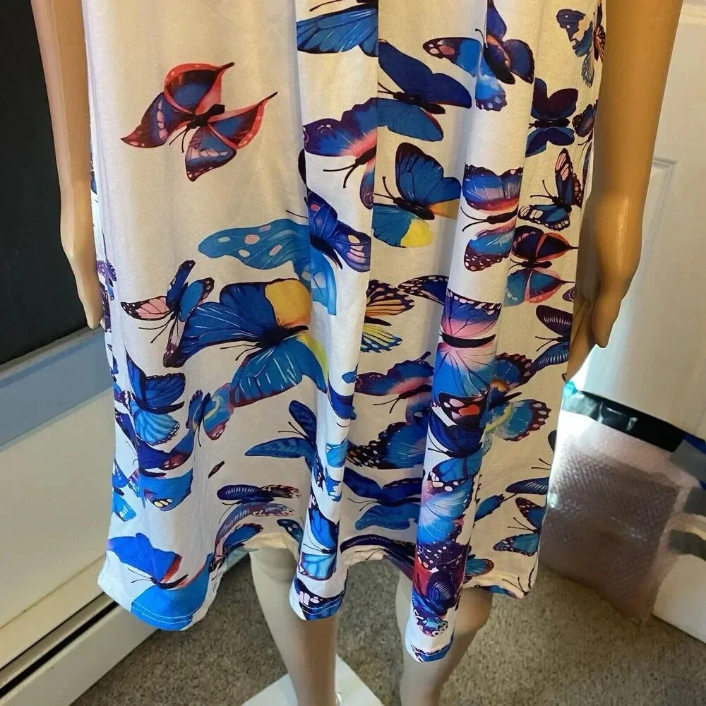 VTG Y2K Mini Dress Size S-M Butterflies Print Cottage core Fairy Feminine Casual - Picture 4 of 7